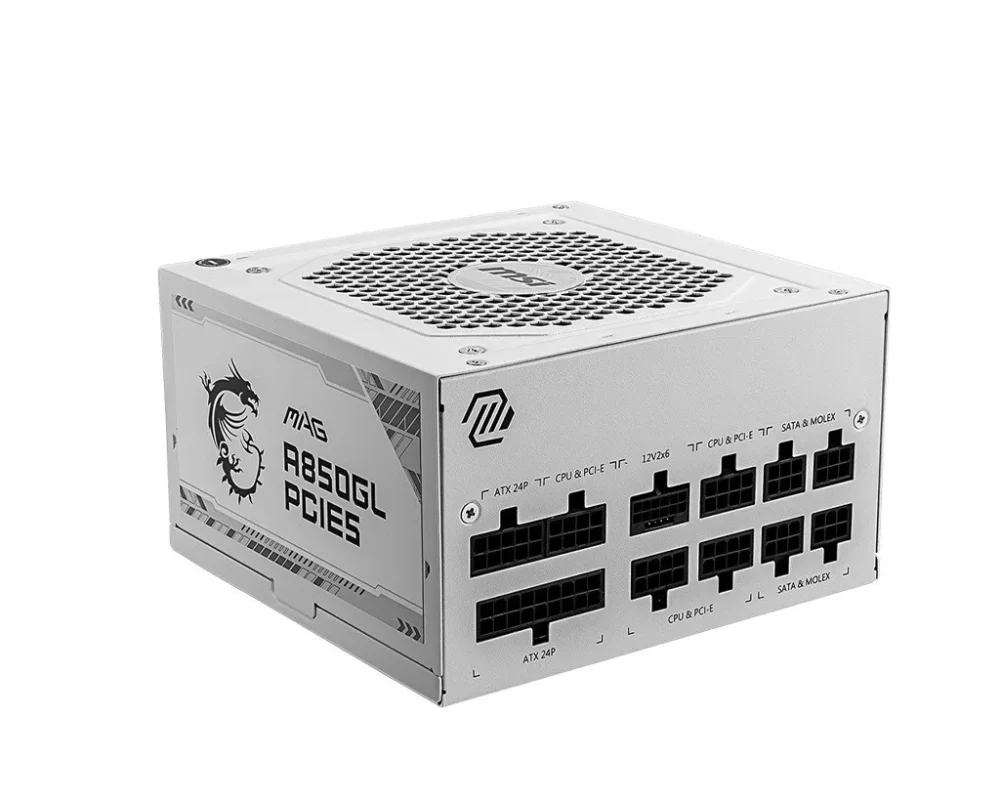 MSI Modular захранващ блок MAG A850GL PCIE5 850W 80PLUS GOLD бял