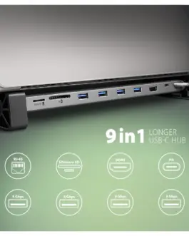 Alternative view of AXAGON HMC-10HLS USB hub 10in1 5Gbps,4xUSB,HDMI,LAN,SD