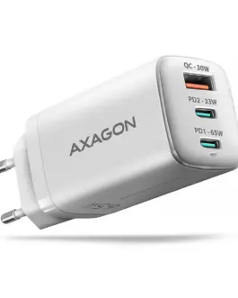 AXAGON ACU-DPQ65W GaN 3xport мрежово зарядно 65W бял
