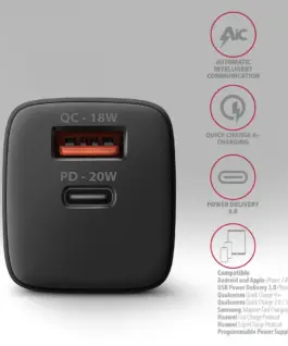 AXAGON AXAGON ACU-PQ20 PD&QC мрежово зарядно 20W черен