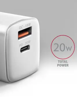 Alternative view of AXAGON AXAGON ACU-PQ20W PD&QC мрежово зарядно 20W бял