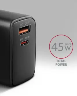 Alternative view of AXAGON ACU-PQ45 PD&QC 2-port мрежово зарядно 45W черен