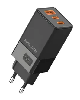 Beline зарядно 65W GaN 2xUSB-C +USB-A only head черен