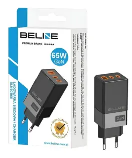 Alternative view of Beline зарядно 65W GaN 2xUSB-C +USB-A only head черен