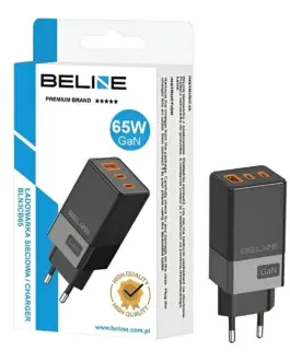 Alternative view of Beline зарядно 65W GaN 2xUSB-C +USB-A only head черен