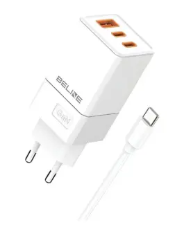 Beline зарядно 65W GaN 2xUSB-C +USB-A + USB-C кабел