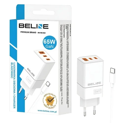 Alternative view of Beline зарядно 65W GaN 2xUSB-C +USB-A + USB-C кабел