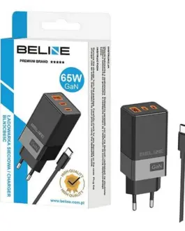 Alternative view of Beline зарядно 65W GaN 2xUSB-C +USB-A + USB-C кабел bl