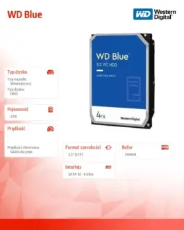 Alternative view of Western Digital HDD WD син 4TB 3,5 256MB 5400RPM CMR