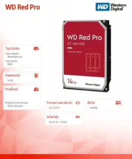Alternative view of Western Digital HDD WD червен Pro 14TB 3,5 512MB SATAIII/7200rpm