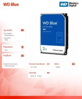 Alternative view of Western Digital HDD WD син 2TB 3,5 64MB SATAIII 5400 RPM
