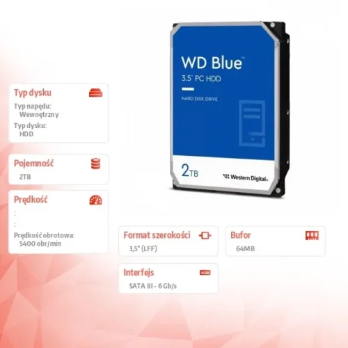 Western Digital HDD WD син 2TB 3