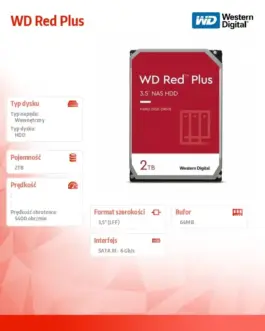 Alternative view of Western Digital HDD WD червен Plus 2TB 3,5 CMR 64MB/5400RPM