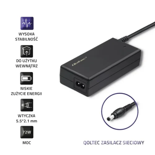 Qoltec AC адаптер 72W 12V 6A 5.5*2.1