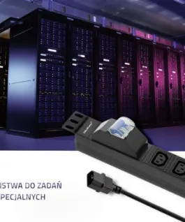 Alternative view of Qoltec Power strip for RACK 19cali | circuit breaker | 1U | 10A | PDU 8xIEC C13 | 2m