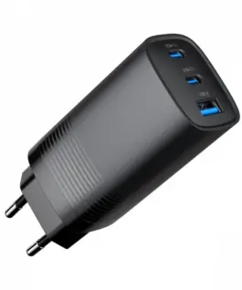 Gembird Power Delivery зарядно 1xA 2xC GaN 65W черен