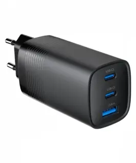 Gembird Power Delivery зарядно 1xA 2xC GaN 65W черен