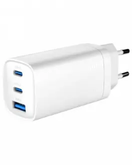 Gembird Power Delivery зарядно 1xA 2xC GaN 65W бял