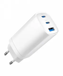 Gembird Power Delivery зарядно 1xA 2xC GaN 65W бял