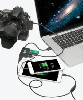 Alternative view of Eaton 4-Port Slim Portable USB-A Hub - USB 3.2 Gen 1, Aluminum Housing U360-004-4A-AL