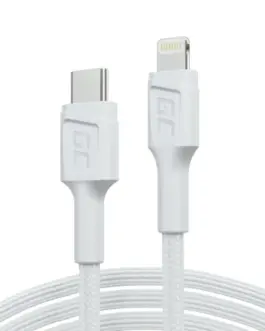 Green Cell PowerStream USB-C to Lightning 1m MFI кабел PD бял