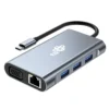 TB HUB 8in1 адаптер USB C HDMI x2 USB VGA RJ45 PD