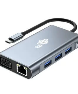 TB HUB 8in1 адаптер USB C HDMI x2 USB VGA RJ45 PD