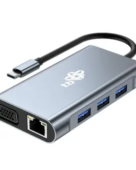 TB HUB 8in1 адаптер USB C HDMI x2 USB VGA RJ45 PD