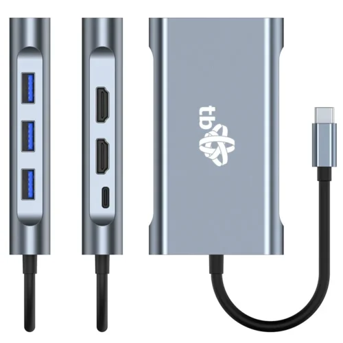 TB HUB 8in1 адаптер USB C HDMI x2 USB VGA RJ45 PD