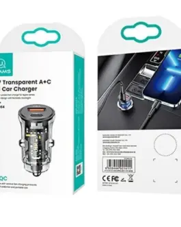 Alternative view of USAMS зарядно за кола 30W 1xUSB+1 1xUSB-C Fast charge