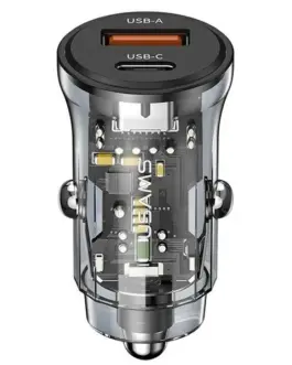 USAMS зарядно за кола 30W 1xUSB+1 1xUSB-C Fast charge