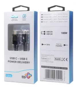 TB USB C кабел 1m with charging indicator LED 100W