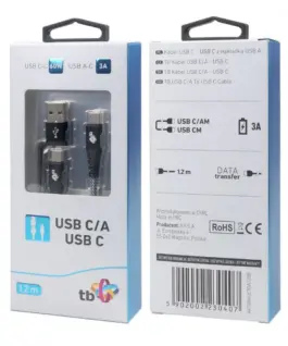 TB USB A/C - USB C кабел 12 m черен