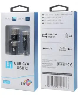 TB USB A/C - USB C кабел 12 m черен