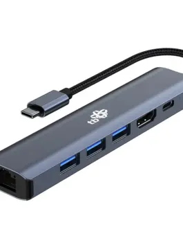 Alternative view of TB адаптер HUB USB C 6in1 - HDMI, USBx3, PD, RJ-45