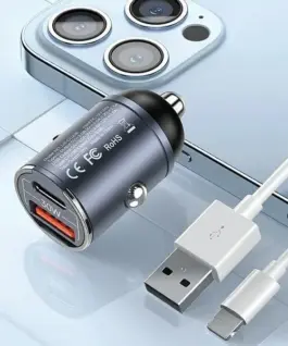 USAMS зарядно за кола 30W 1xUSB+ 1xUSB-C Fast Charge C38