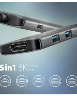 Alternative view of AXAGON HMC-5H8K 2xUSB-A HDMI8K 1x USB-C PD100W USB-C