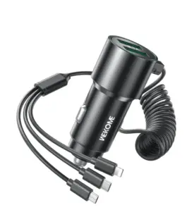 WEKOME зарядно за кола with built-in кабел 3in1