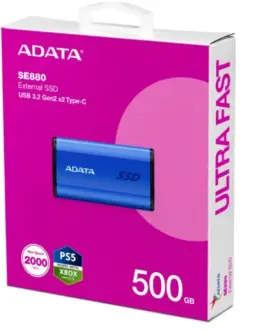 Alternative view of Adata външен SSD SE880 500 GB USB3.2A/C Gen2x2 Blue