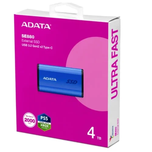 Adata външен SSD SE880 4TB USB3.2A/C Gen2x2 син