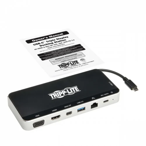 Alternative view of Eaton USB Dock, Triple Display - 4K HDMI & mDP, VGA, USB 3.2 Gen 1, USB-A/C Hub, GbE, 60W PD Charging U442-DOCK16-B