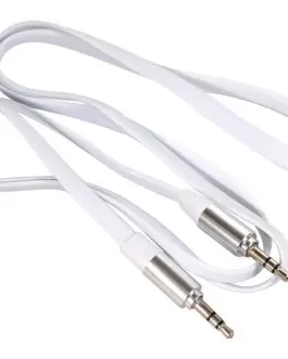 Maclean кабел 3.5mm jack flat 1m metal plug бял Maclean MCTV-694 W