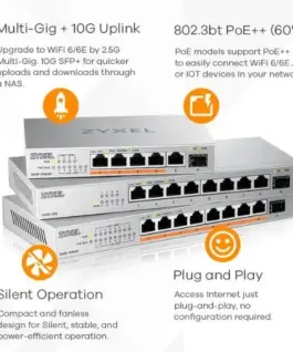 Alternative view of Zyxel Switch 8P 2,5G+ 1SFP+ XMG-108-ZZ0101F