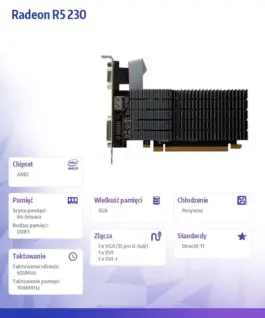 Alternative view of AFOX видео карта Radeon R5 230 2GB DDR3 64Bit DVI HDMI VGA LP Radiator