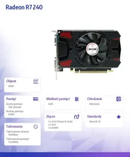 Alternative view of AFOX видео карта Radeon R7 240 4GB DDR3 128Bit DVI HDMI VGA ATX Single Fan