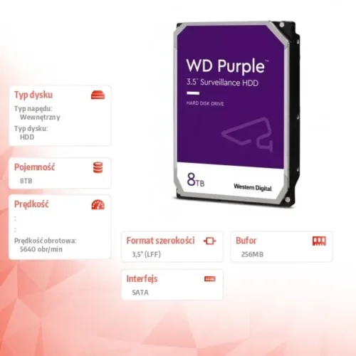 Western Digital лилав 8TB 3.5 inch WD85PURZ Hard Drive