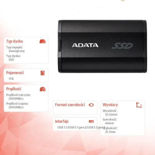 Adata Drive външен SSD SD810 1TB USB3.2C 20Gb/s черен