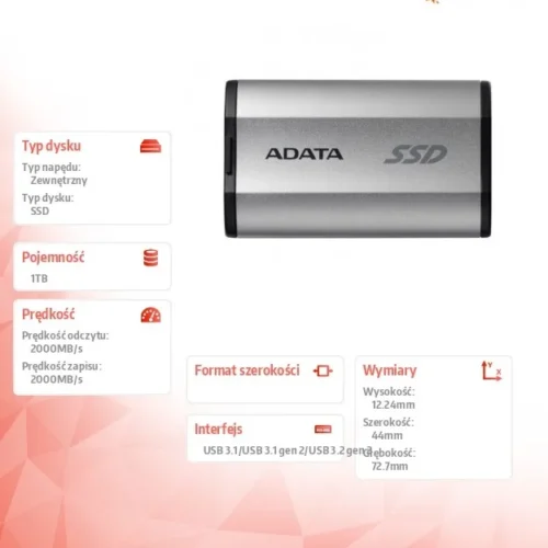 Adata Drive външен SSD SD810 1TB USB3.2C 20Gb/s silver