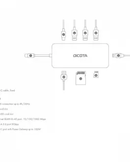Alternative view of DICOTA USB-C 8-in-1 Multi Hub 4K PD 100W