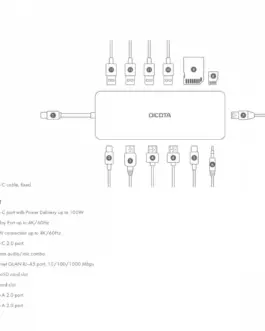 Alternative view of DICOTA USB-C 13-in-1 Dock 4K HDMI/DP PD 100W